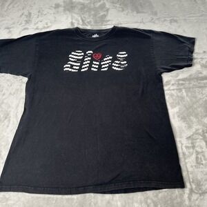 Vintage Alife Blockletter T Shirt Navy Blue White Size L Made in USA NYC